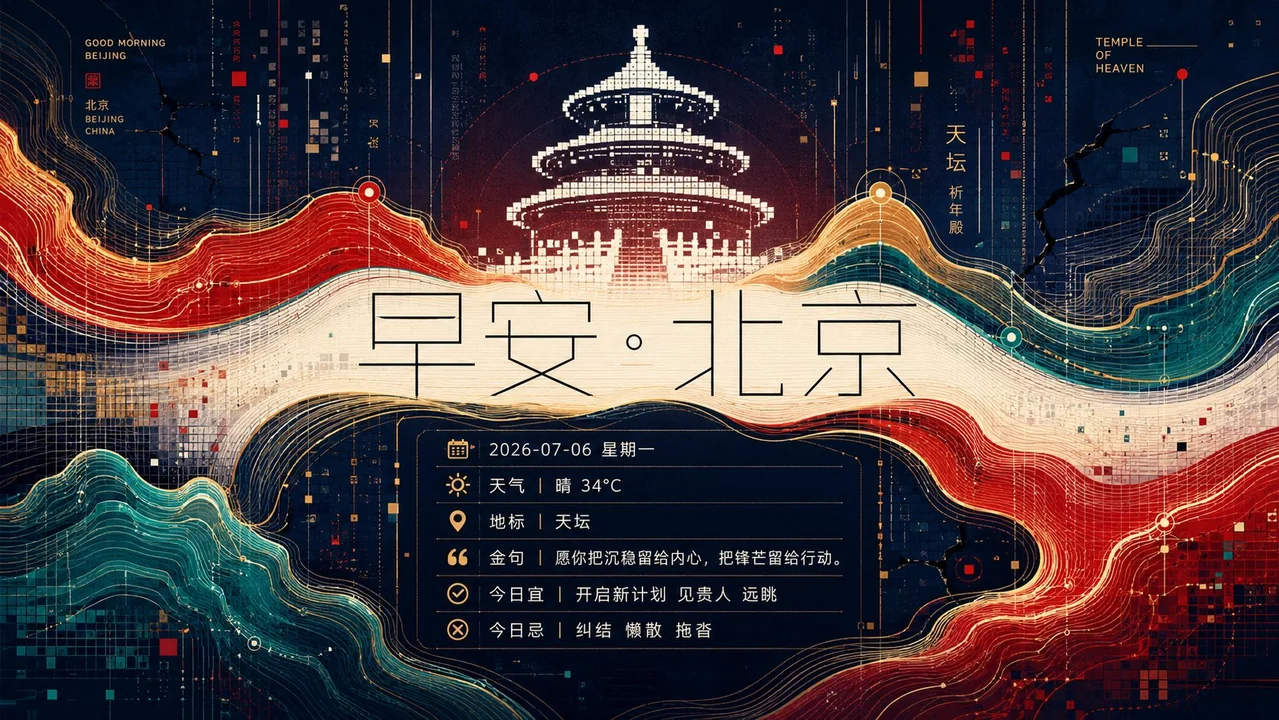 新媒体数字山水极简线性艺术海报