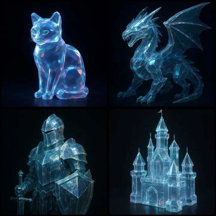 Semi-transparent crystal effect