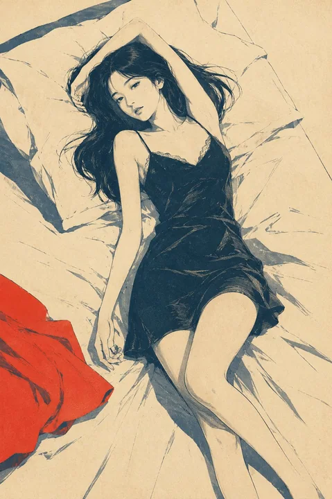 极简复古日式版画风格插画
