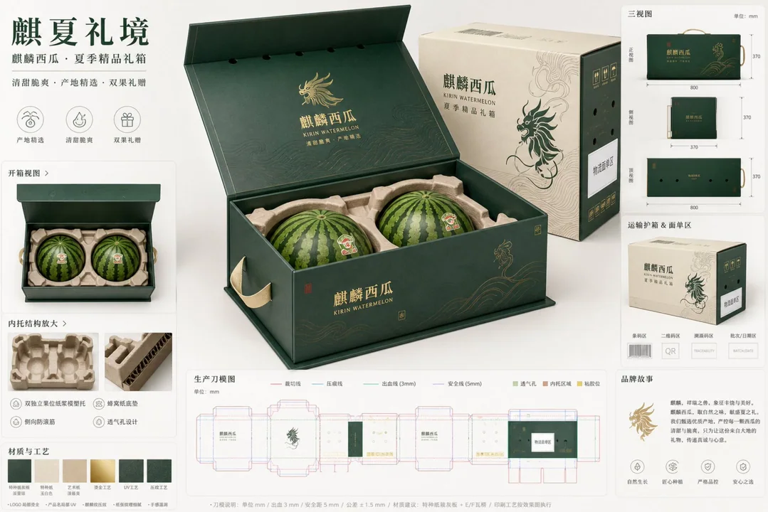 麒麟西瓜高端电商包装提案板