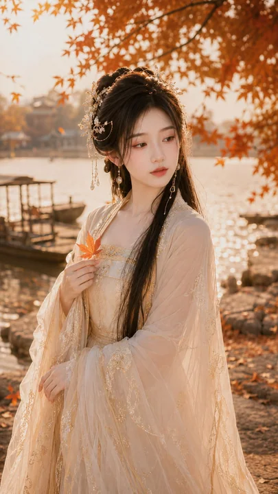 唐风仙侠秋日江边温婉写真
