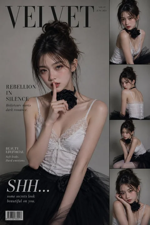 暗黑少女感芭蕾风时尚杂志封面人像