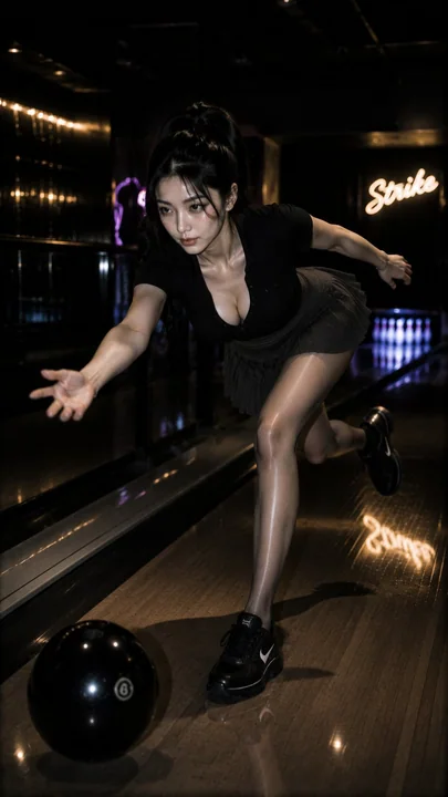 黑珍珠墨金CCD质感夜色保龄球少女