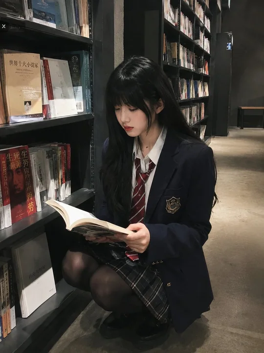书店校服东亚美女手机实拍