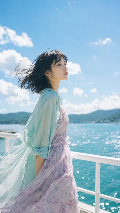 盛夏多巴胺色调东亚少女低角度人像
