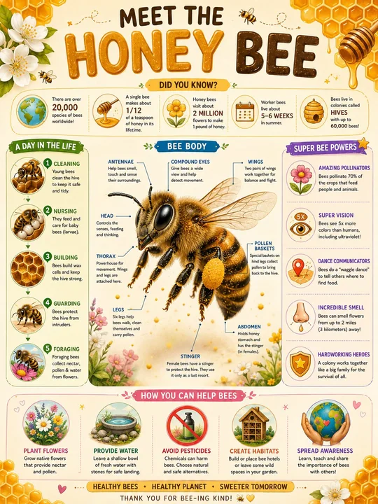 认识蜜蜂儿童科普百科海报