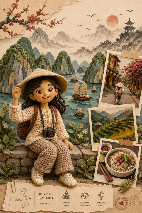 手工立体模型风格目的地旅行海报
