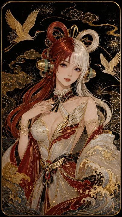 日本莳绘漆艺金箔动漫女角装饰画