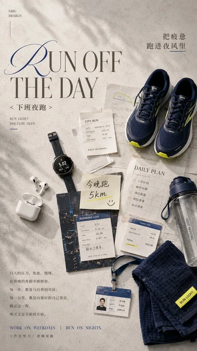下班后的生活方式静物拼贴海报