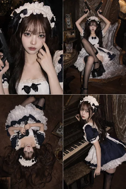2x2宫格复古哥特女仆玩偶风写真
