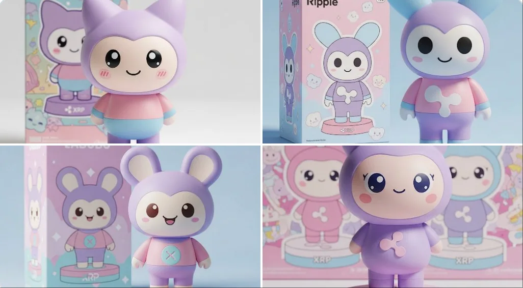 かわいらしいパステルカラーのヴィニール人形