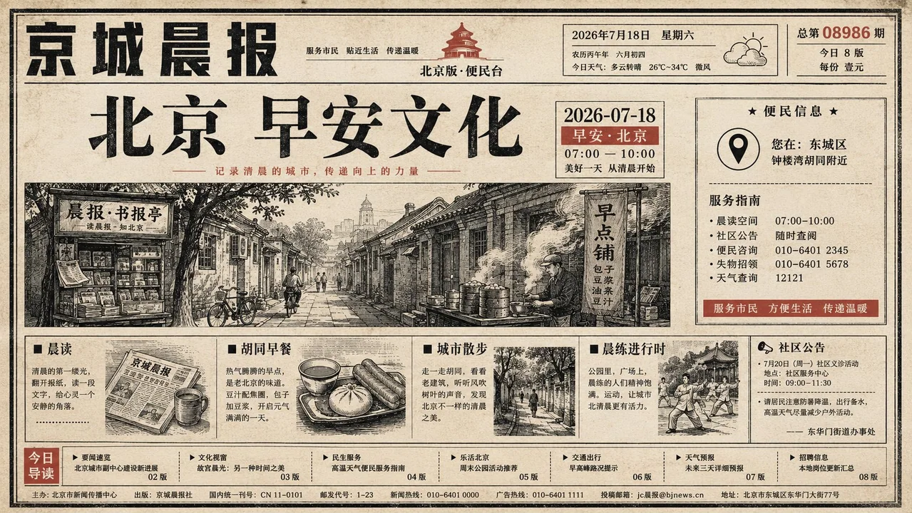 城市早安文化旧报纸插画排版