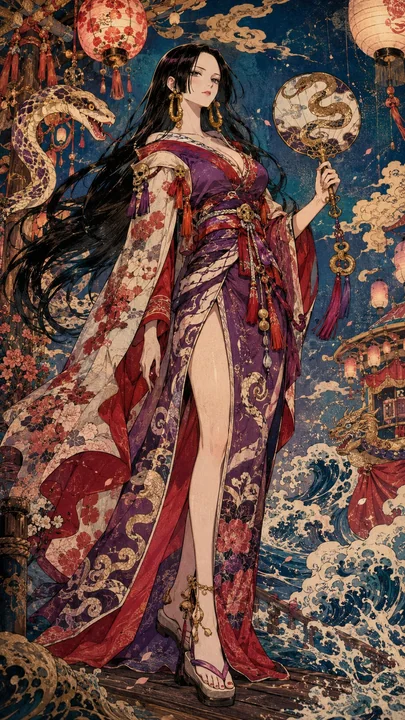 海贼王女性角色夏日祭典浮世绘插画
