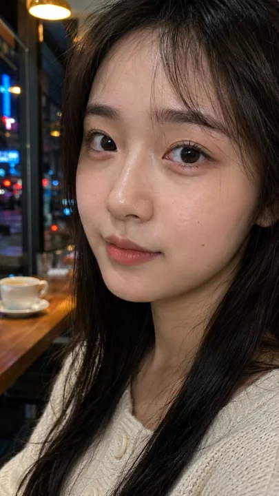 咖啡馆窗边真实侧脸年轻女性人像摄影