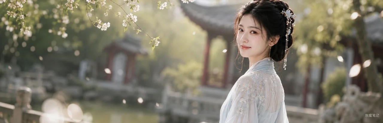 东方温婉女子汉服电影质感