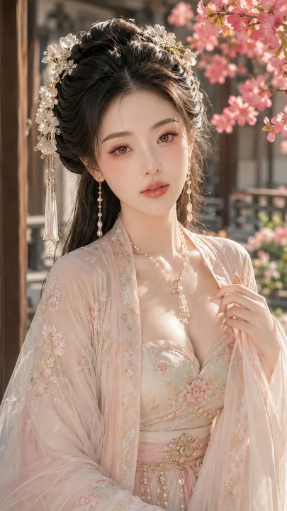 古风贵女春日海棠水光美妆写真