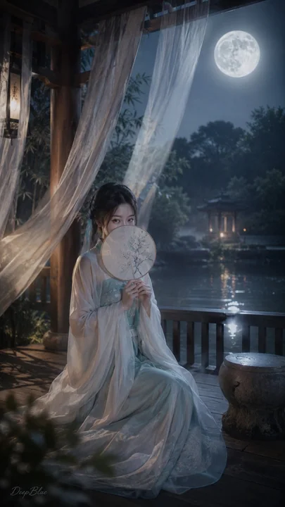 月夜亭台宋制汉服韩系美女