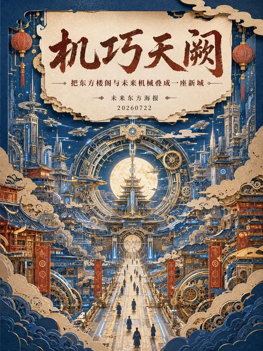 东方幻想纸雕风格高级艺术海报