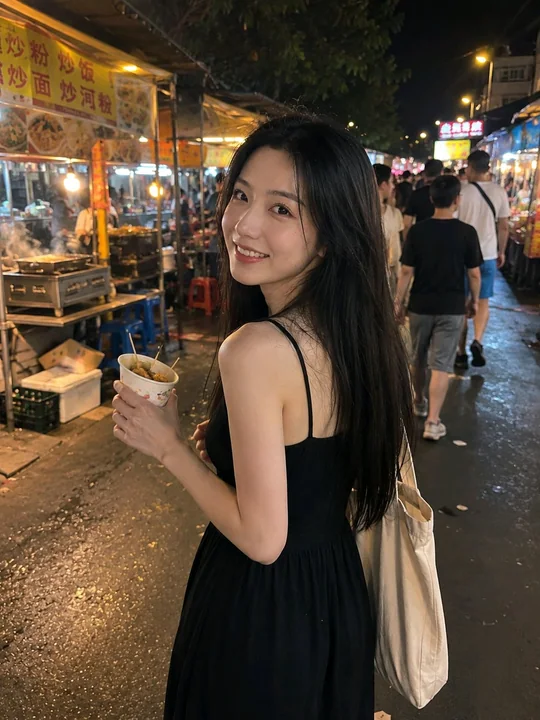 夜市回眸亚洲女性手机抓拍