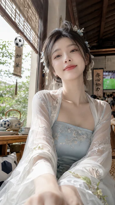 古风足球宝贝茶楼观赛唯美写真