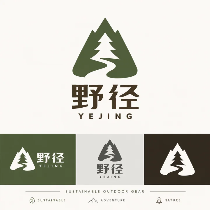 野径品牌极简抽象山径与树影融合标识