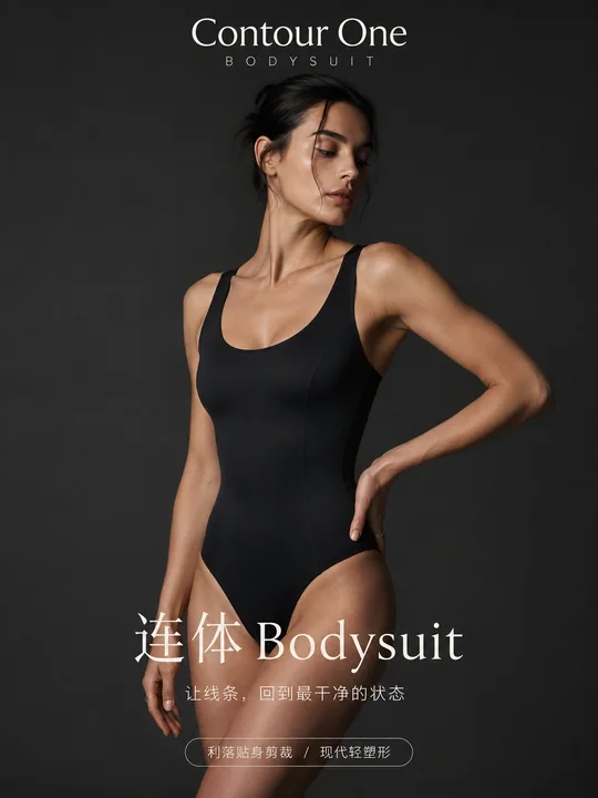 极简黑曜石连体塑形内衣海报