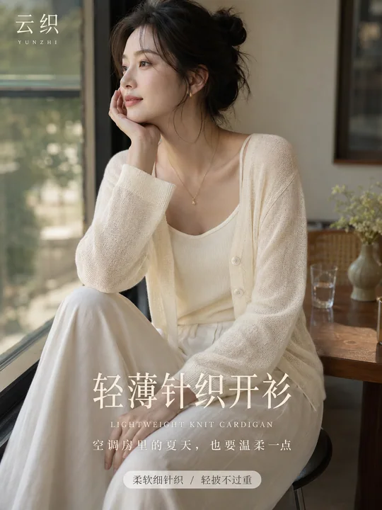 云织系列轻薄针织开衫夏季时尚海报