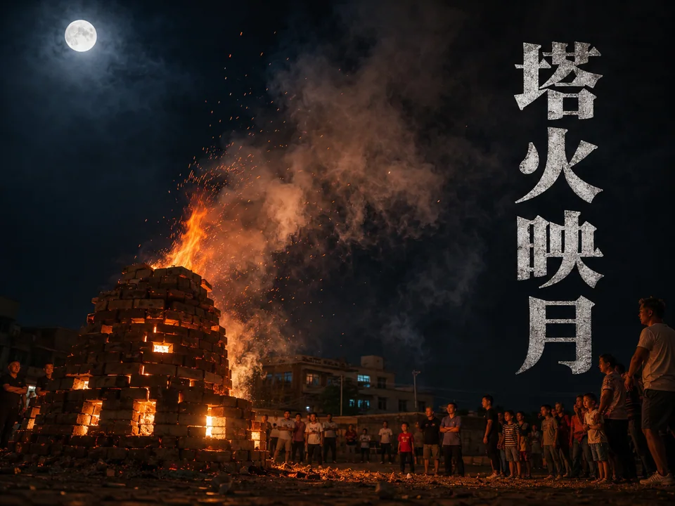 塔火映月:福建晋江中秋烧塔仔海报