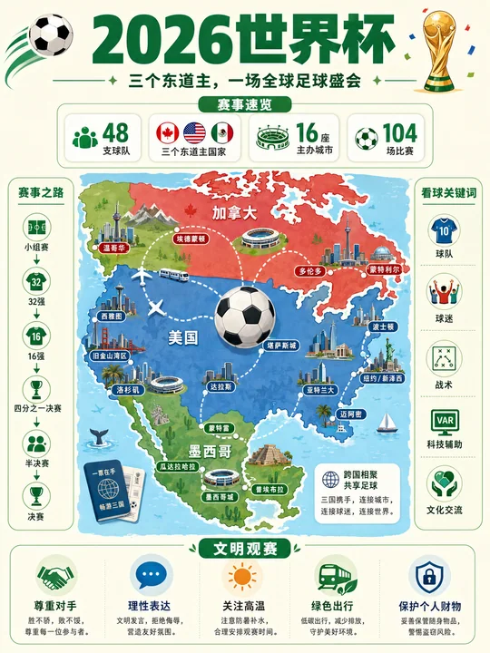 2026世界杯北美三国联合盛会全景信息图