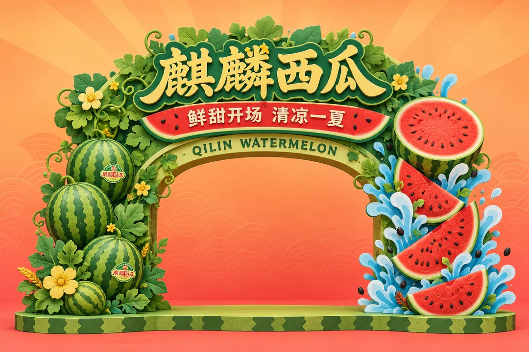 夏日清凉麒麟西瓜主题美陈活动入口设计