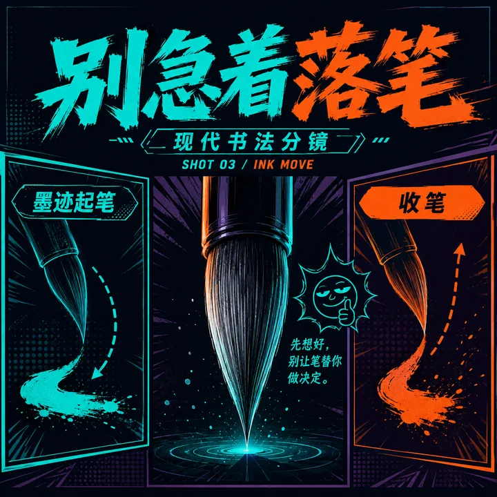 霓虹现代书法三段式分镜动态视觉设计