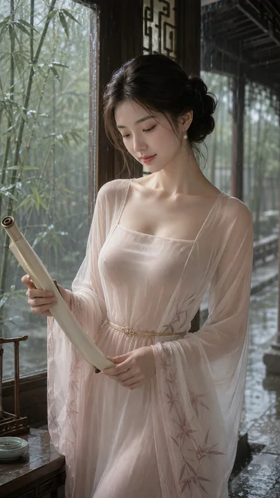 烟雨竹影书卷香:唐风世家才女写真