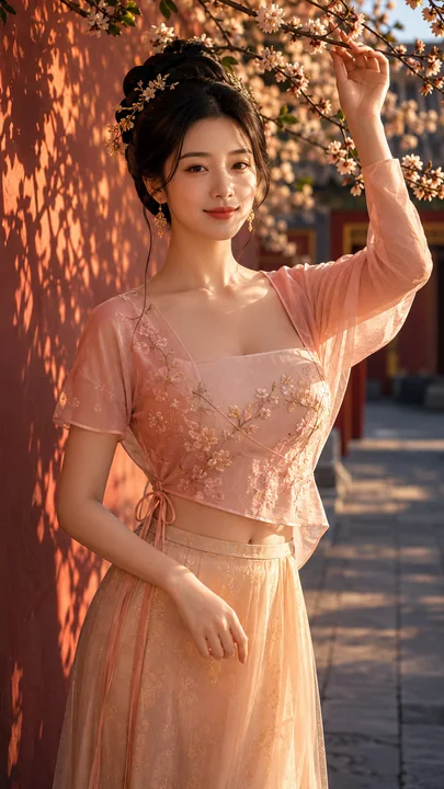 唐风华裳：宫墙花影下的贵女宴游图