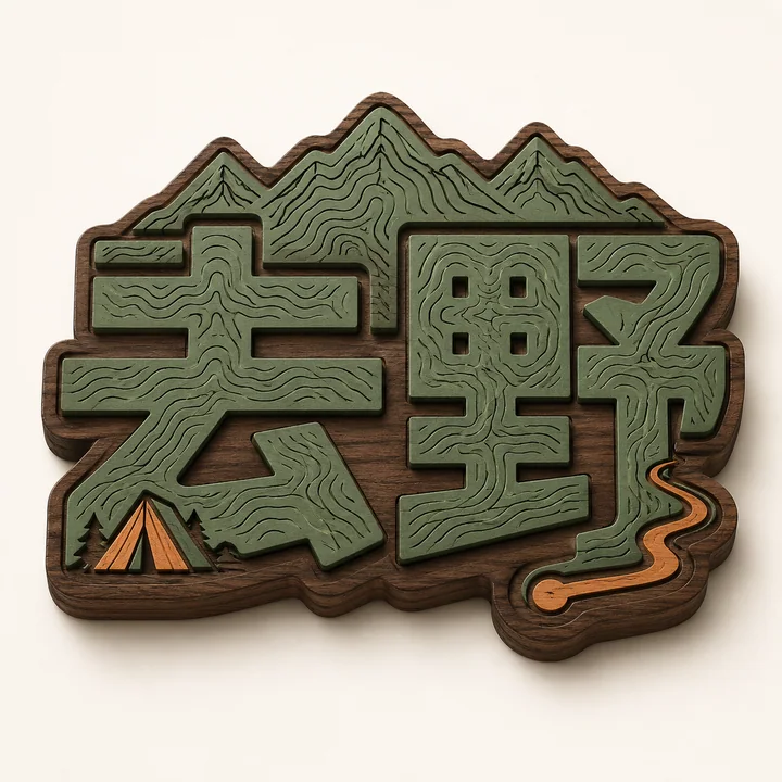 户外风去野汉字激光切割木质冰箱贴