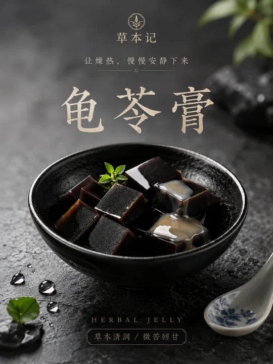 中式高端养生甜品龟苓膏海报