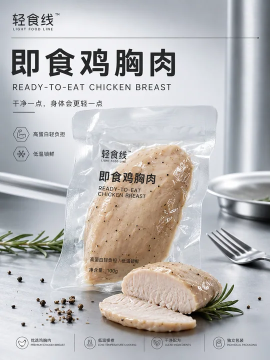 高端健身轻食品牌鸡胸肉广告海报