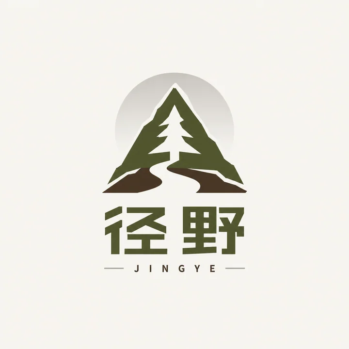 径野户外品牌极简山林负空间矢量标志设计