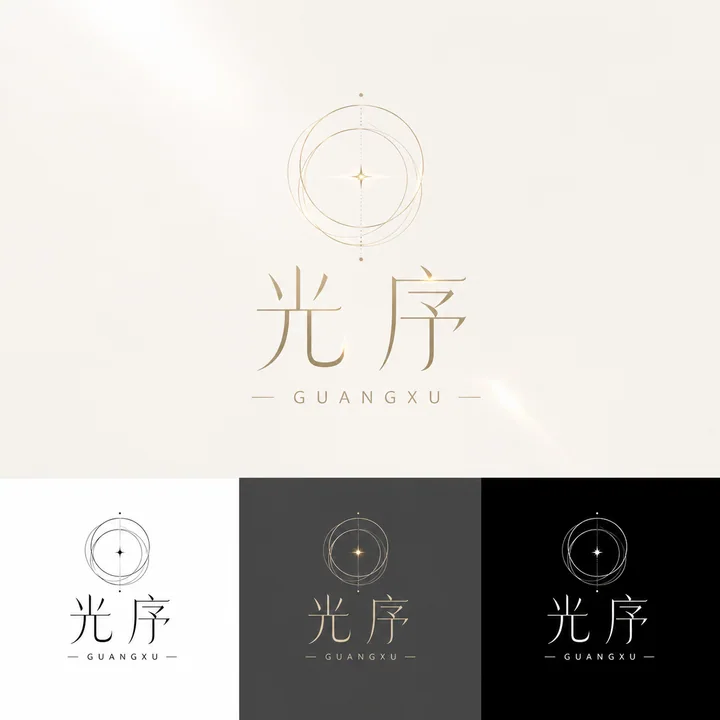 极简光点圆环高端护肤品牌LOGO设计