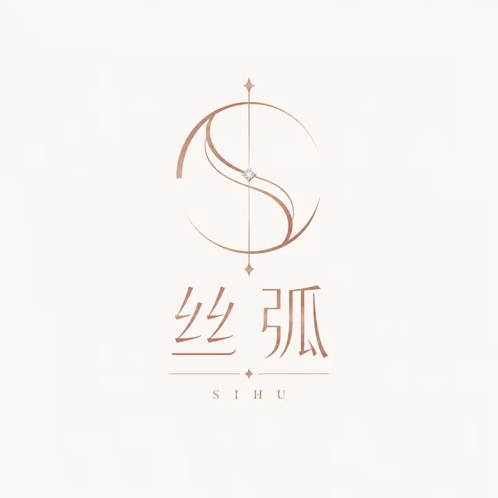 丝弧极简珠宝Logo设计：玫瑰金几何曲线美学