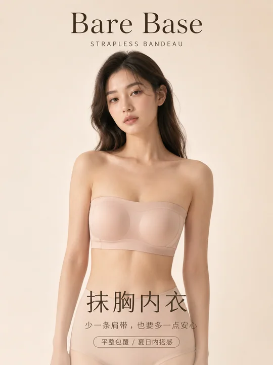 Bare Base 高端抹胸内衣极简商业海报