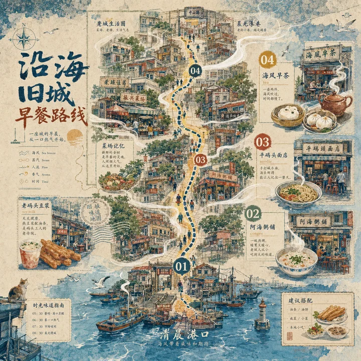 沿海旧城烟火气早餐味觉地形图