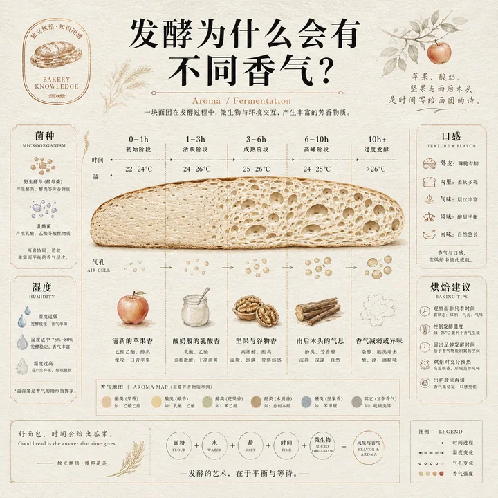 面包发酵香气演化艺术科普海报