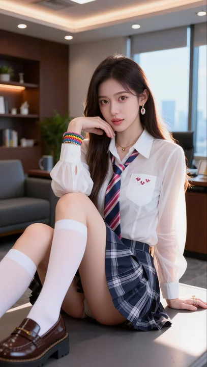 办公室内超写实纯欲学院风少女