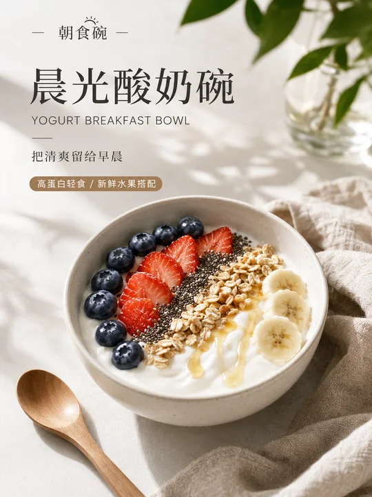 晨光朝食碗极简高端健康轻食海报