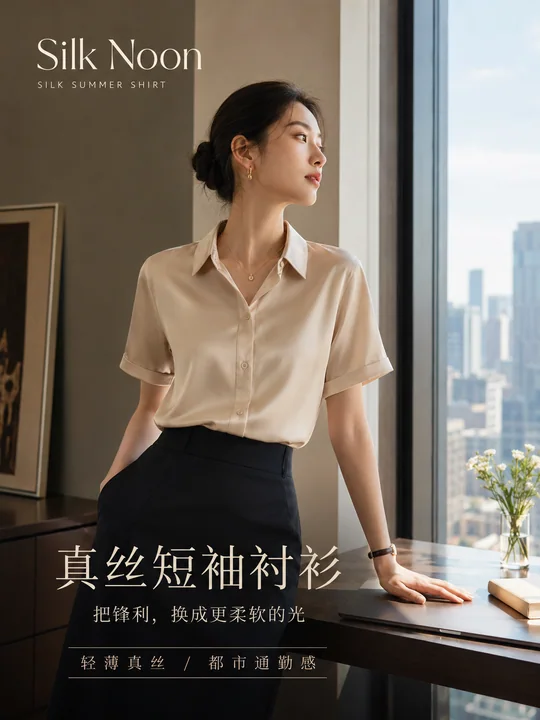 轻奢都市真丝夏装高级时尚海报