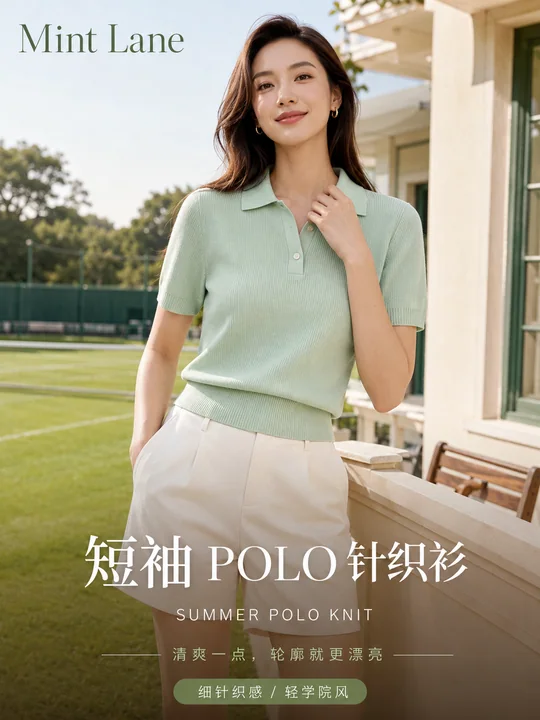 薄荷绿针织衫夏日高端时尚海报