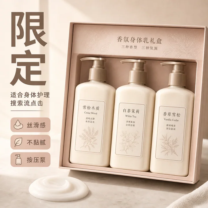杏粉奶白简约高级感身体乳礼盒主图