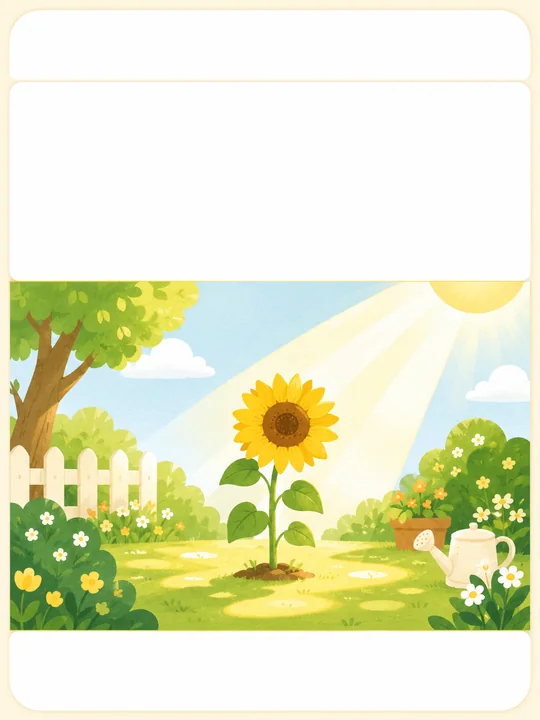 暖系向日葵儿童识字卡无字底图