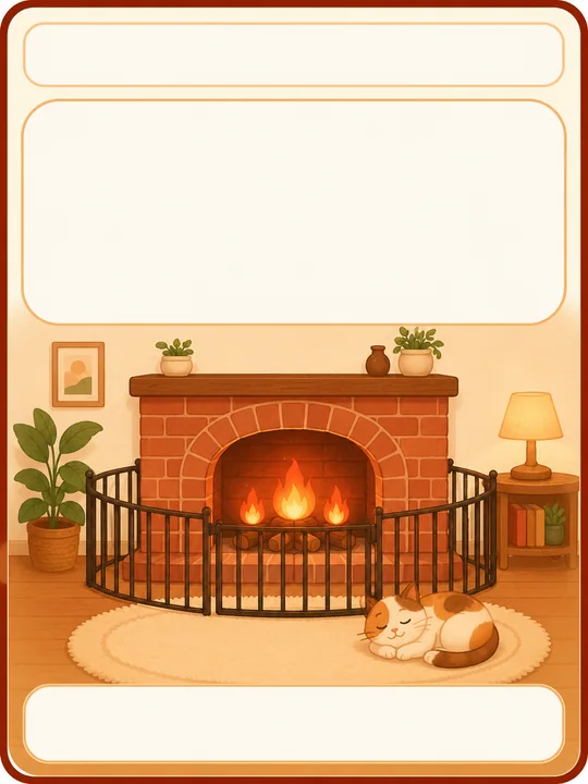 暖调壁炉猫咪儿童识字卡底图