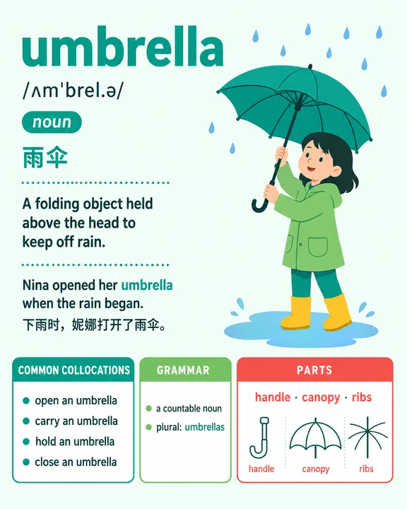 精致英语词汇学习卡片:雨伞篇